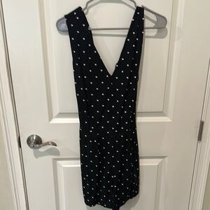 LOFT Black & White Polka Dot Linen Blend Romper Size 8